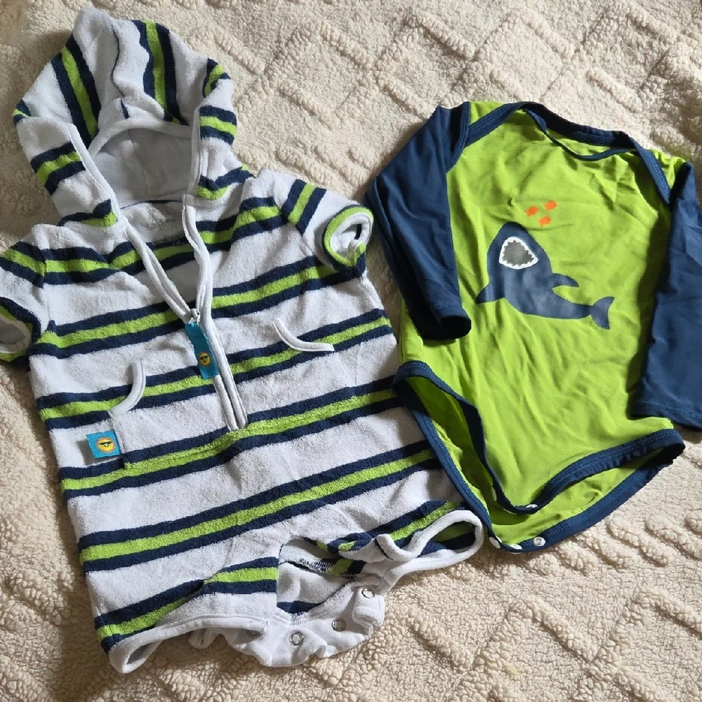 One Step Ahead Navy, White & Lime Baby Swim Set